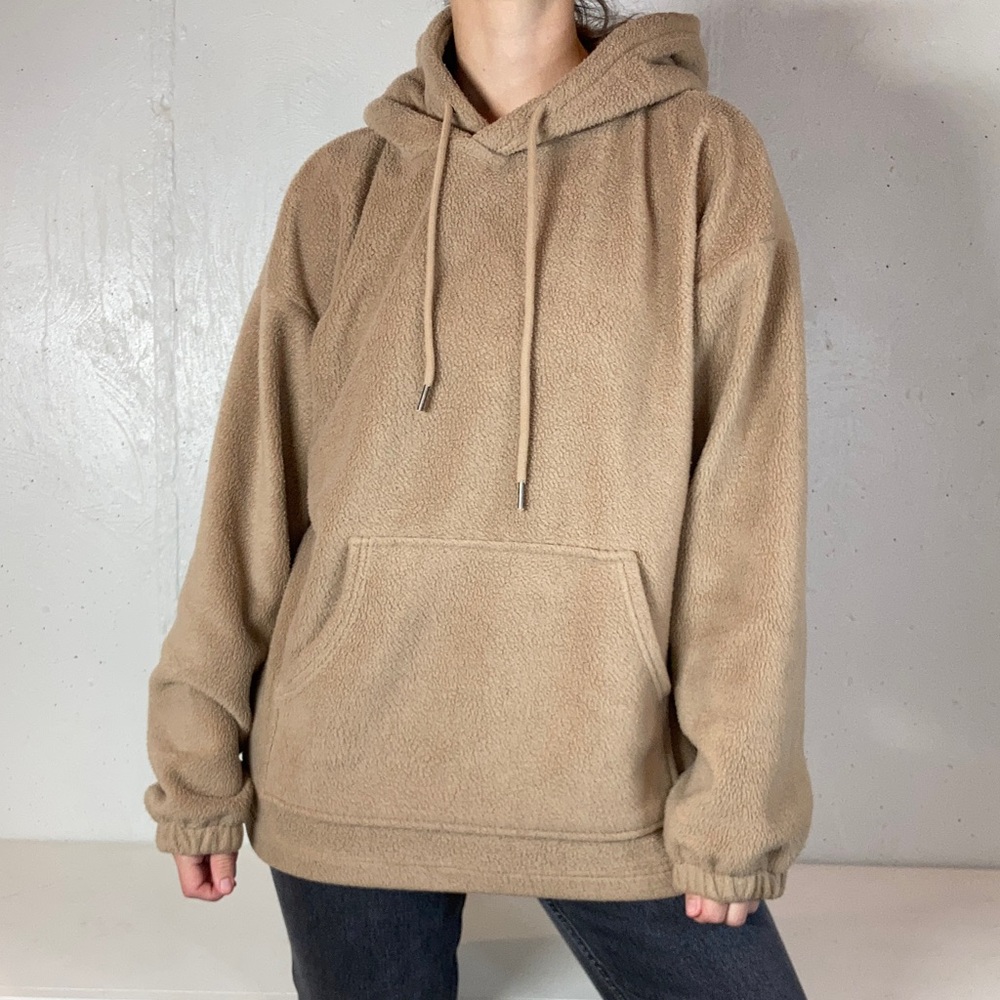 Tan Fleece Neutral Hooded Sweatshirt